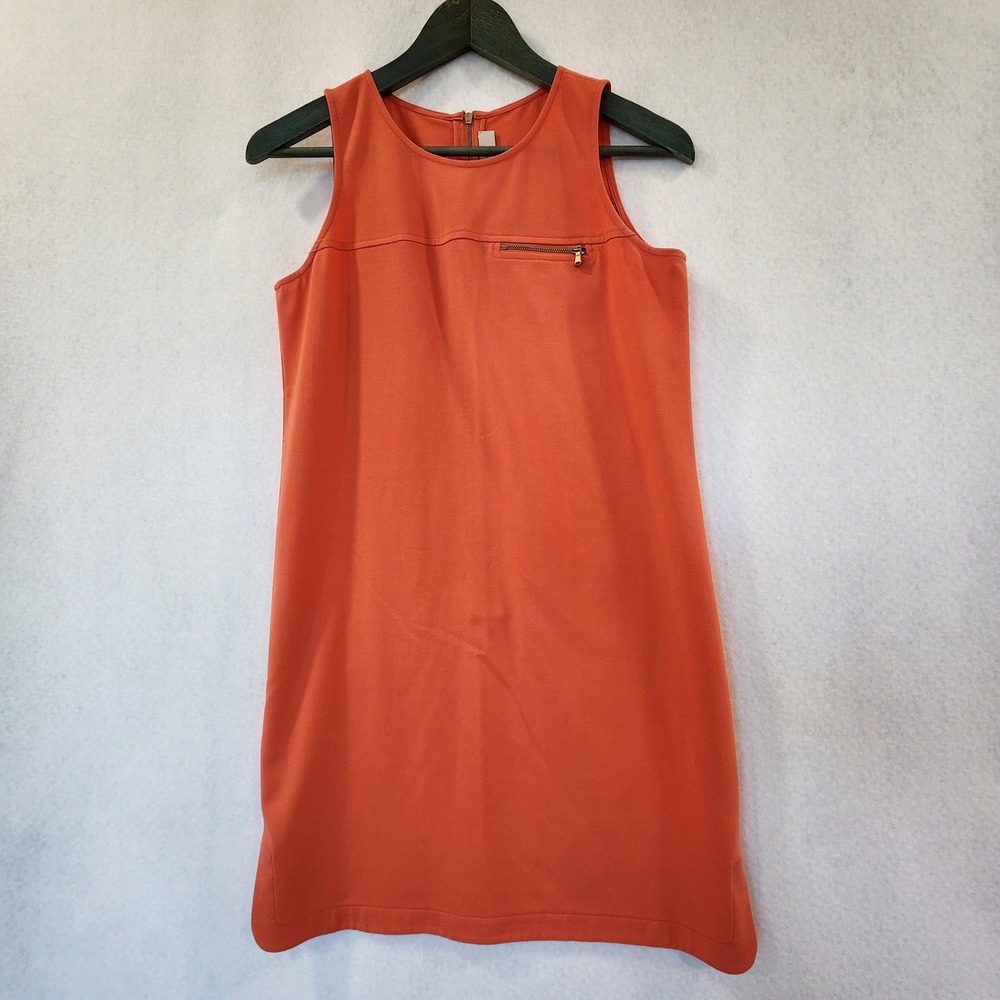 Ann Taylor LOFT Womens Burnt Orange Sleeveless Shift Dress Zip Pocket Size 2‎